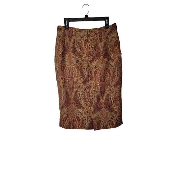 VTG Newport News Pencil Skirt Paisley Tapestry Textured Academia Librarian - Picture 2 of 9